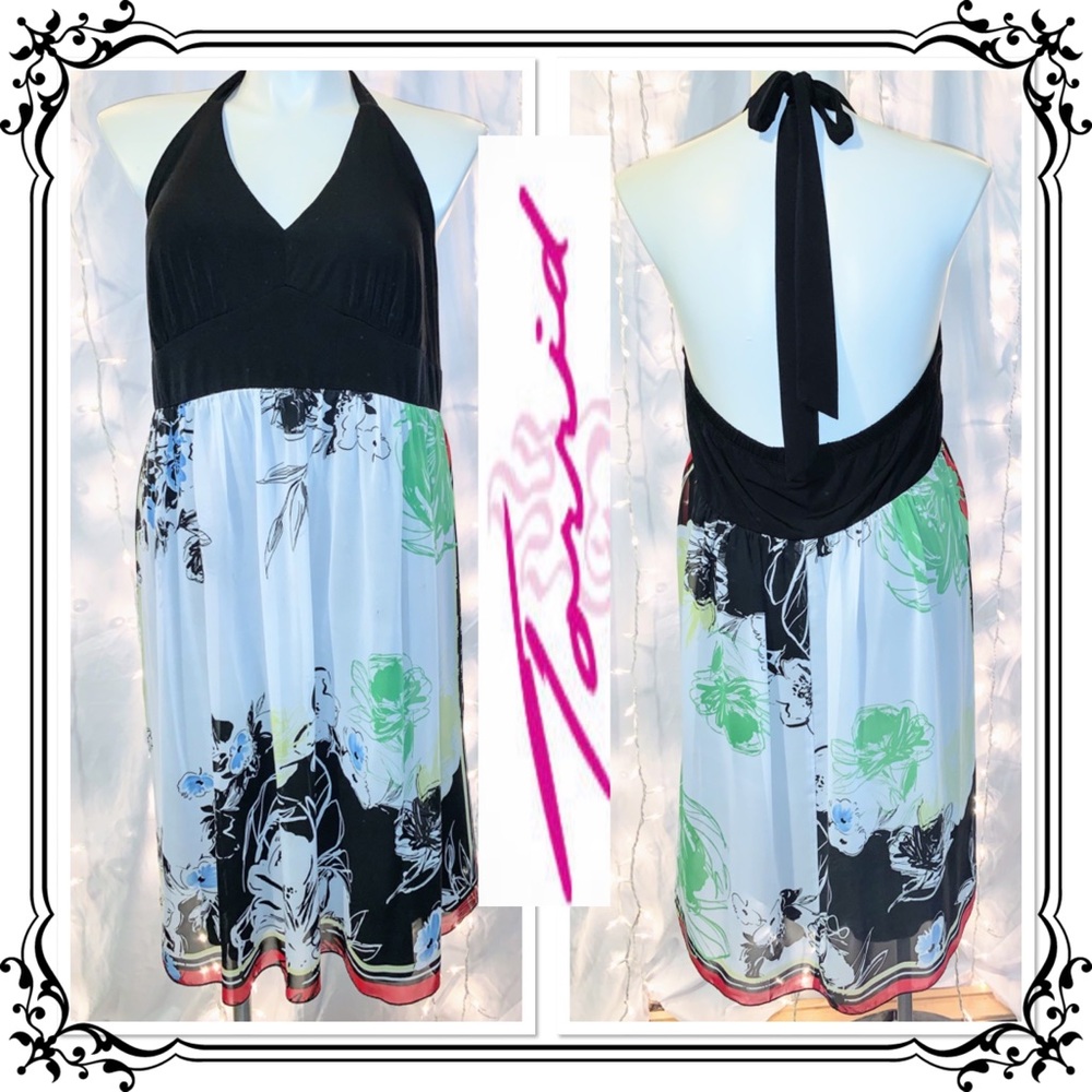 TORRID ⭐️ Sexy Backless Vintage Sheer Floral Halter Dress